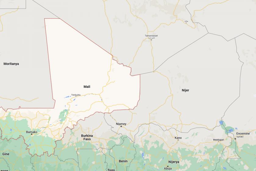 Mali, Nijer ve Burkina Faso'yu gösteren harita