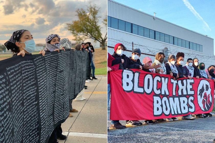 ABD’nin Missouri eyaletinin St. Charles kentinde bulunan ve İsrail'e bomba üreten Boeing fabrikasında Filistin'e destek eylemi düzenlendi.