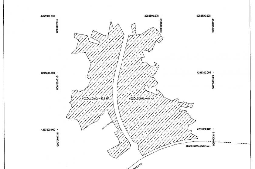 'Elazığ Çamyatağı Sanayi Alanı' olarak belirlenen alanın Resmi Gazete'deki krokisi.
