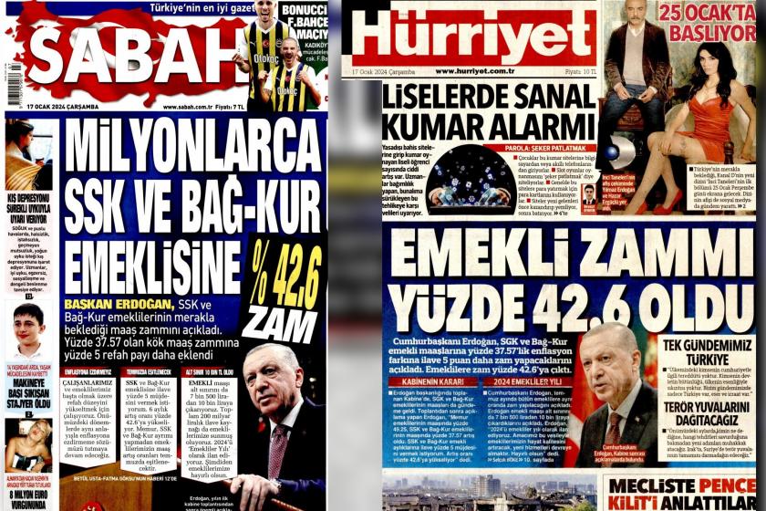 Sabah ve Hürriyet'in birinci sayfaları