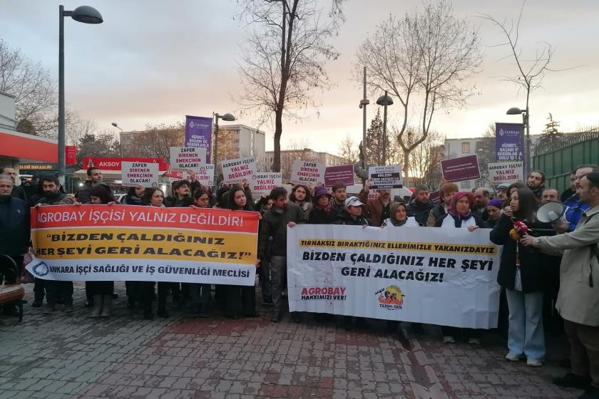 Ankara İşçi sağlığı ve iş güvenliği meclisi işten atılan agrobay  işçileri için destek açıklaması yaptı 