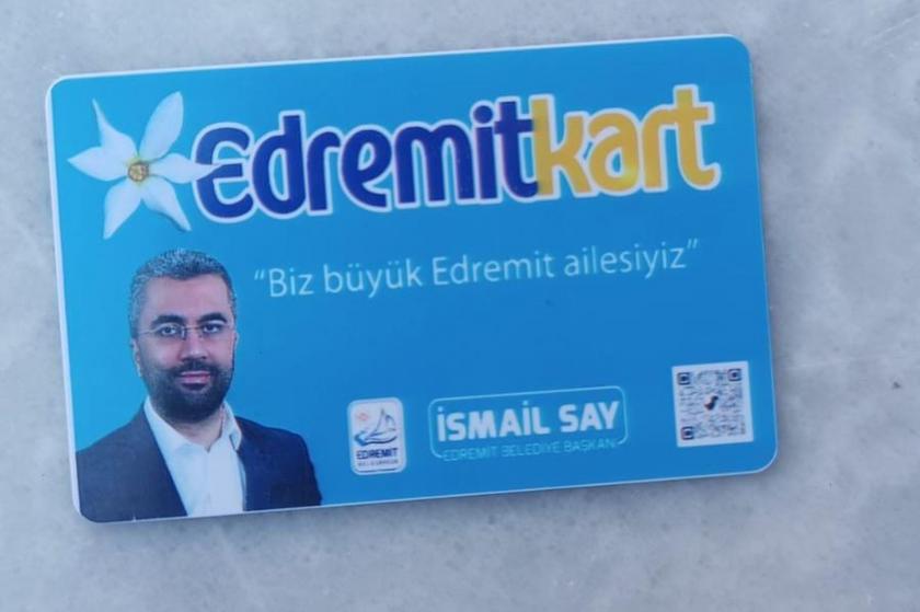 Edremit Belediyesinin alışveriş kartı.