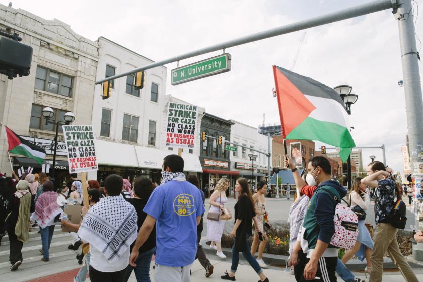 Michigan State Üniversitesi öğrencilerinin kampüste Filistin'e destek eylemleri devam ediyor.