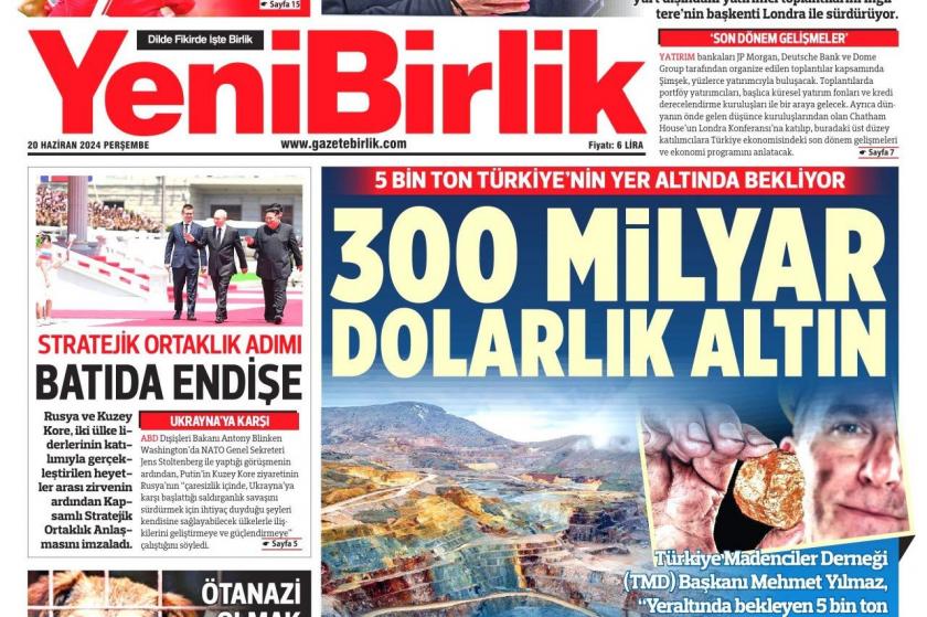 YeniBirlik Gazetesinin 1. sayfası.