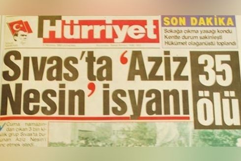 Hürriyet Gazetesi'nin 3 Temmuz 1993 tarihli manşeti