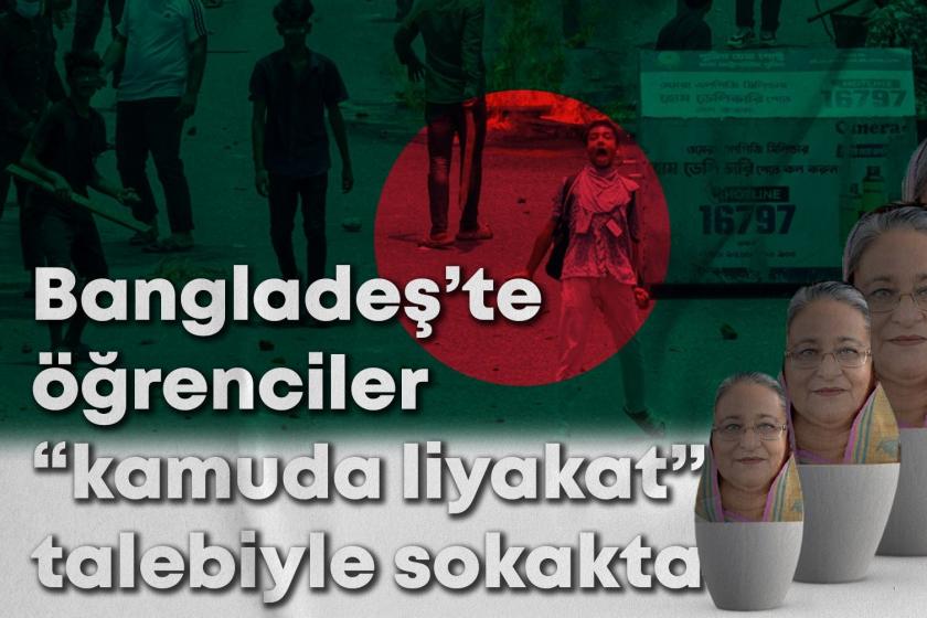 Bangladeş'te öğrenciler sokakta.