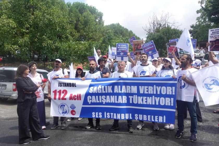 İstanbul 112 Ambulans çalışanlarının eylemi eylemi