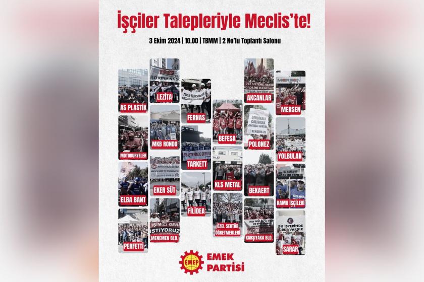 İşçilerin Meclis'e gitmesiyle ilgili yapılmış olan afiş.