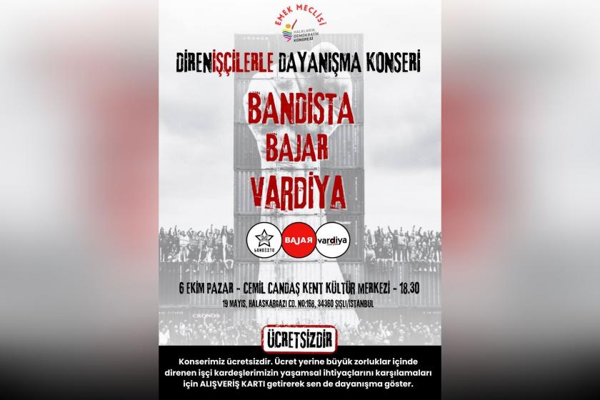 Dayanışma konserinin afişi.