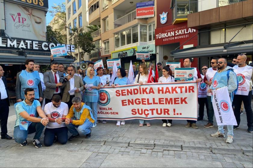 Birlik Sağlık-Sen'in sağlıkta şiddet konulu yaptığı basın açıklaması.