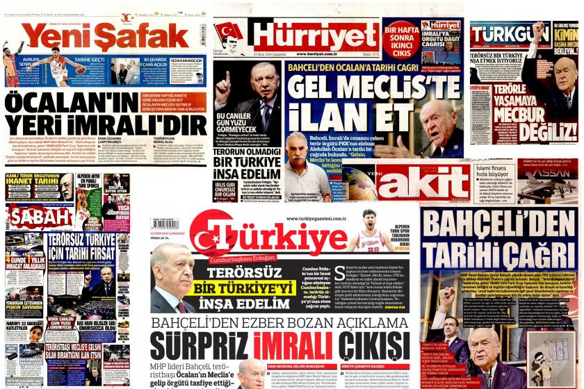 Yeni Şafak, Sabah, Hürriyet, Türkiye, Akit, Türkgün'ün 23 Ekim 2024 tarihli birinci sayfaları