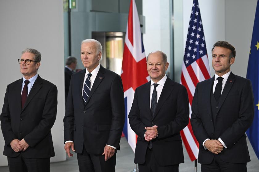 Keir Starmer, Joe Biden, Olaf Scholz ve Emmanuel Macron 