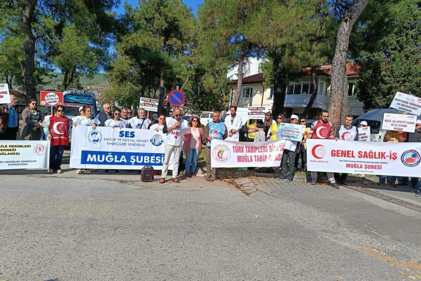 Muğla'da sağlıkçıların yaptığı eylem.