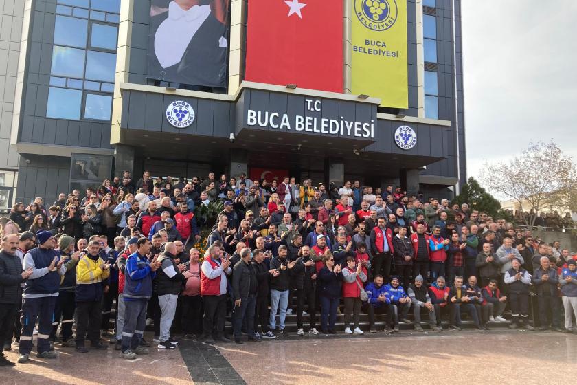 Greve çıkan Buca Belediyesi işçileri