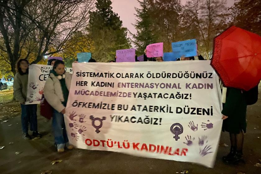 25 Kasım eyleminde taşınan pankart