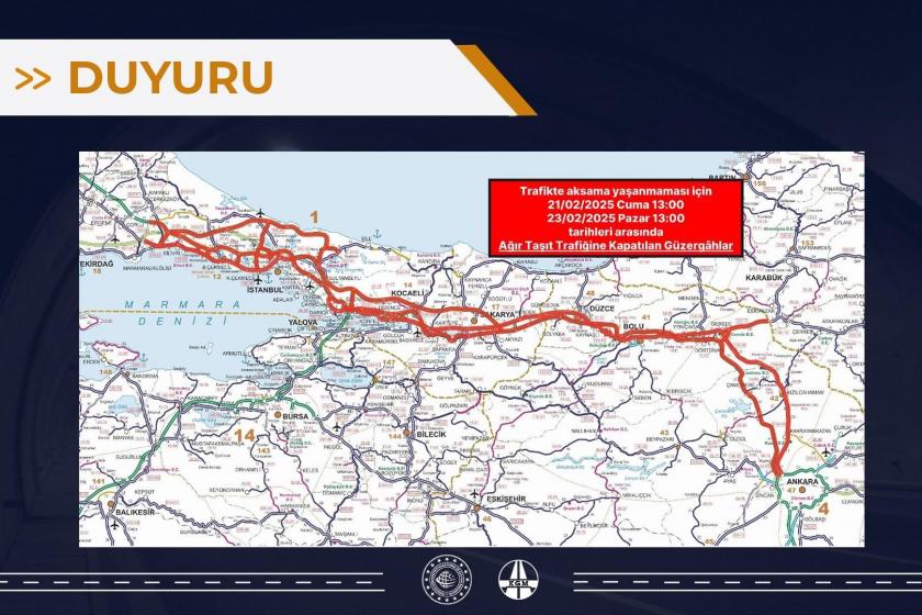 Bazı yollar hava koşulları nedeniyle ağır taşıt trafiğine kapatıldı