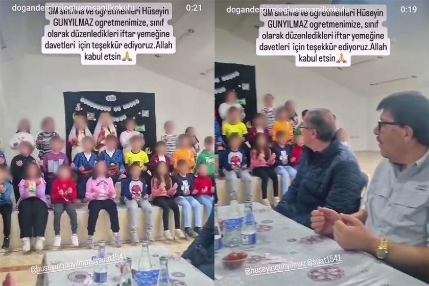 İlkokul öğrencilerine iftar duası okutup sosyal medyada paylaştılar