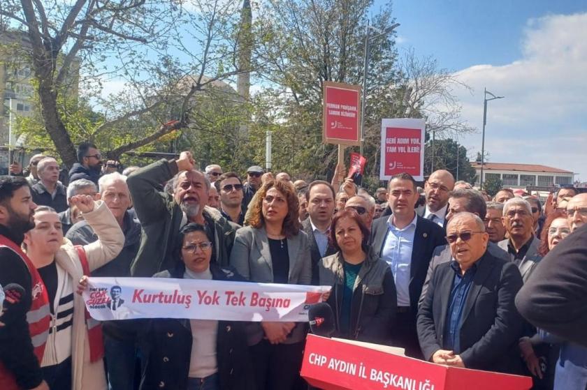 Aydın’da İmamoğlu’nun gözaltına alınması protesto edildi: “Bu hukuksuzluğa dur diyelim”