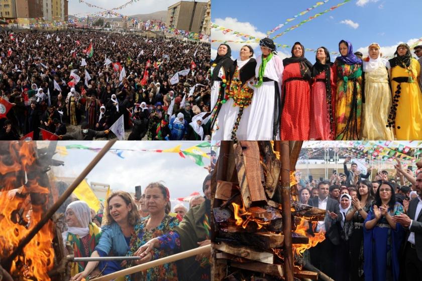 Dört bir yanda Newroz ateşi yandı