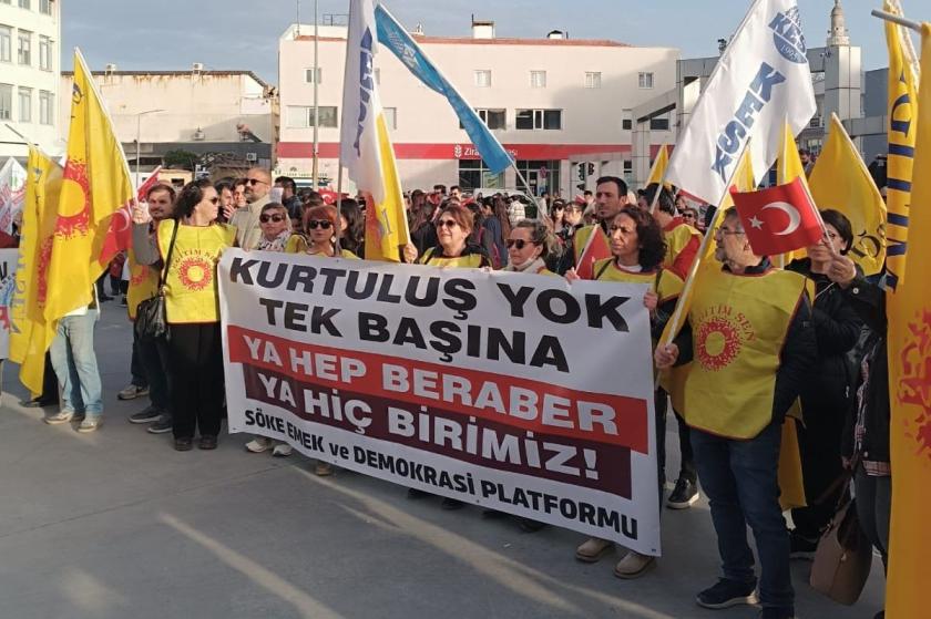 Söke Emek ve Demokrasi Platformu'nda tutuklamalara karşı protesto