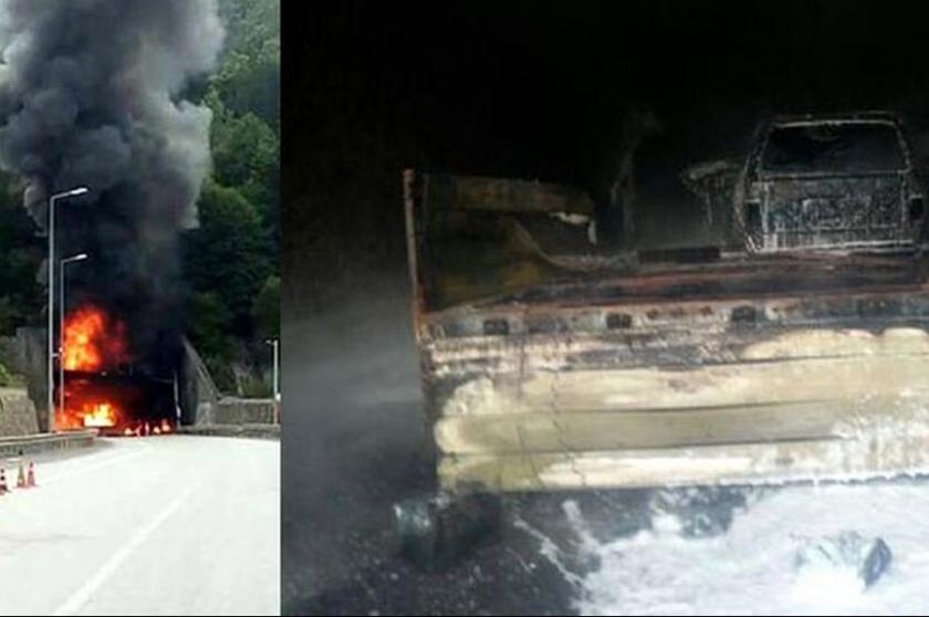 Bolu'da tiner yüklü TIR tünel girişine çarptı: 5 ölü