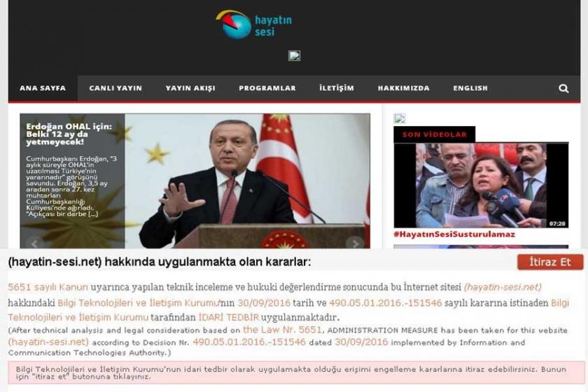 Hayatın Sesi web sitesine erişim engelleme kararı