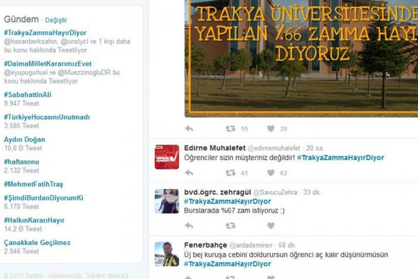 Trakya Üniversitesi’nin yemek zammı ‘trend topic’ oldu