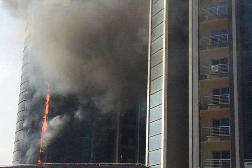 Bursa'da otel inşaatında yangın