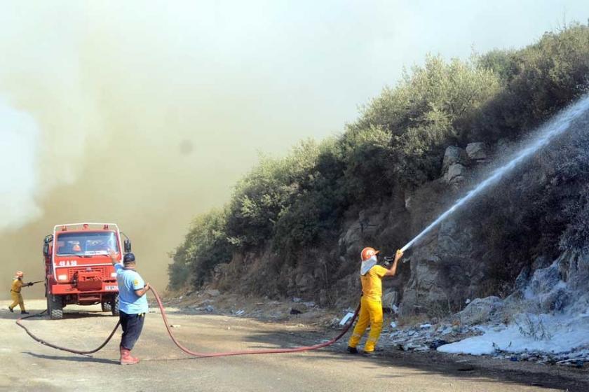 Bodrum'da çöplük yangını