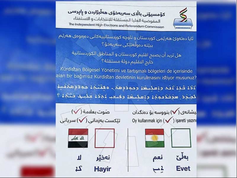 Irak'taki referandum için 3 dilli oy pusulası basıldı