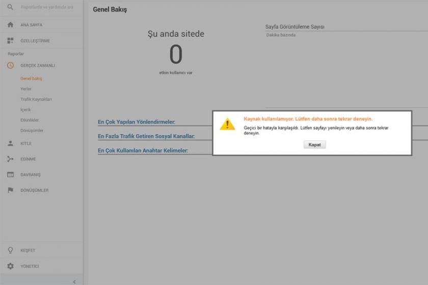 Google Analytics çöktü, erişim sağlanamıyor