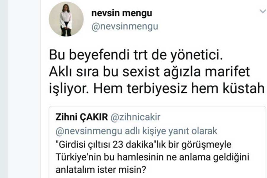 Nevşin Mengü'nün tweeti