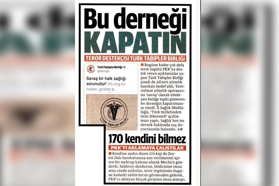 Yeni Şafak, TTB’yi hedef gösterdi: Bu derneği kapatın