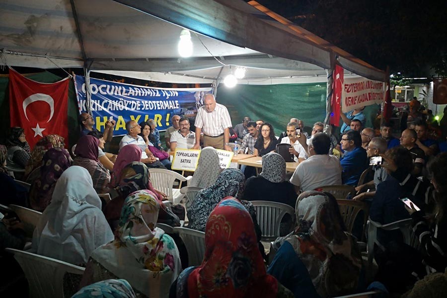 Kızılcaköy’de ‘jeotermale hayır’ nöbet çadırına destek ziyareti