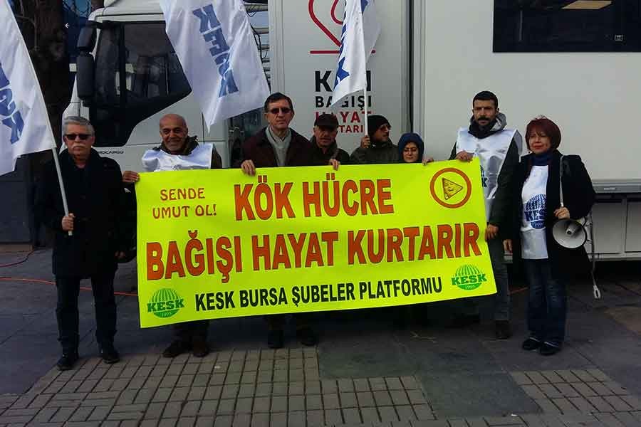 KESK Bursa’da Öykü Arinler için kök hücre kampanyası başlattı