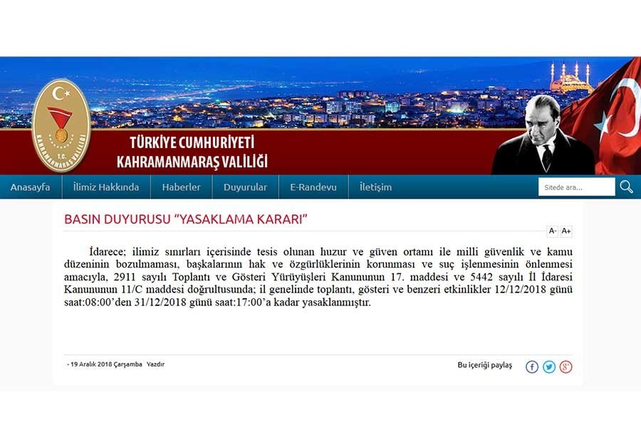 Turkish Governor Bans Commemorations Of 40th Anniversary Of Maras Massacre Ahval