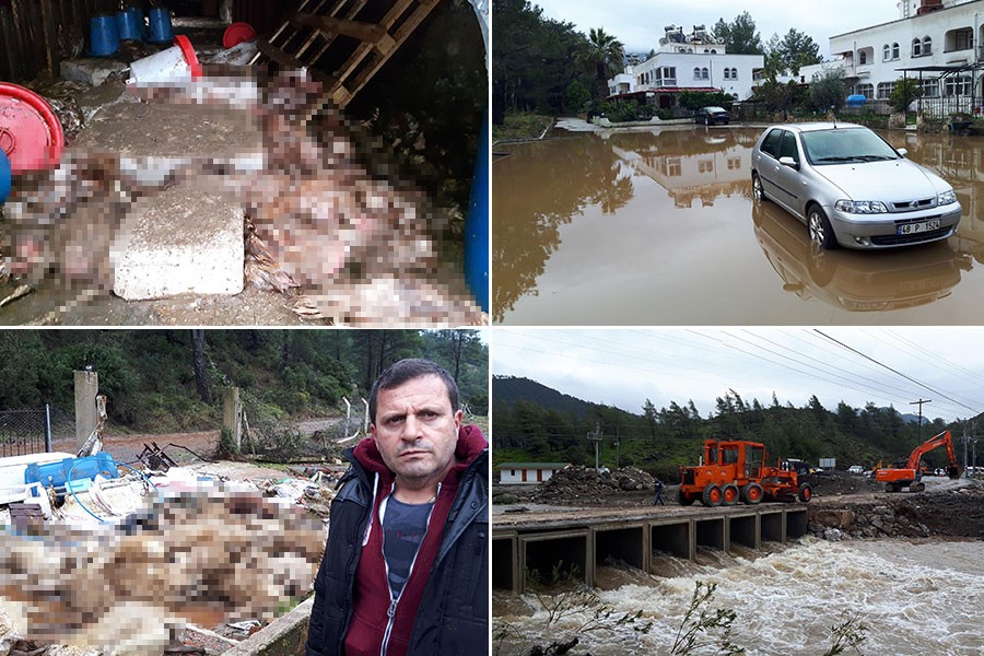 Marmaris'te dere taştı, ev ve iş yerlerini su bastı