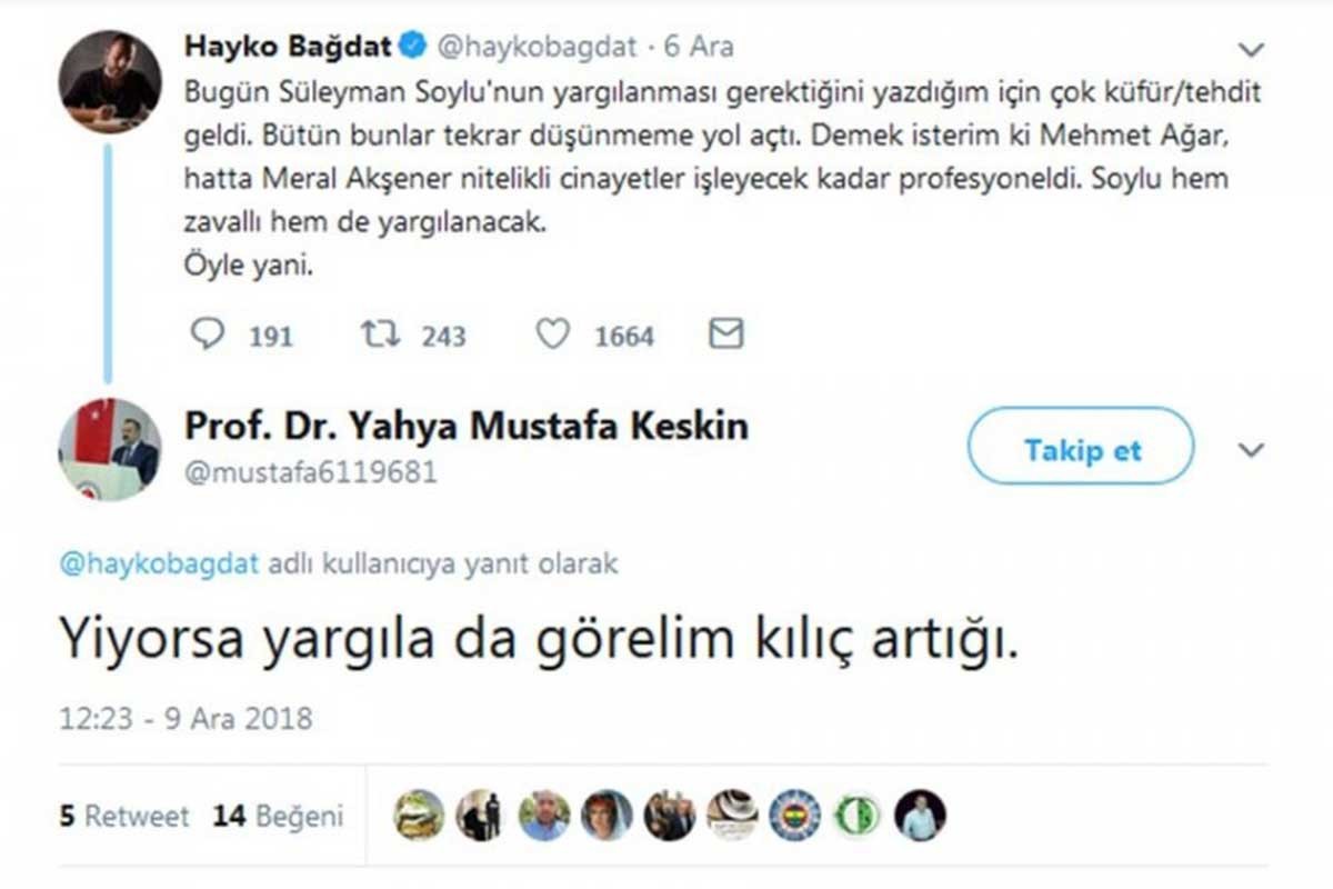 Hayko Bağdat'a 'Kılıç artığı' diyen profesöre takipsizlik kararı