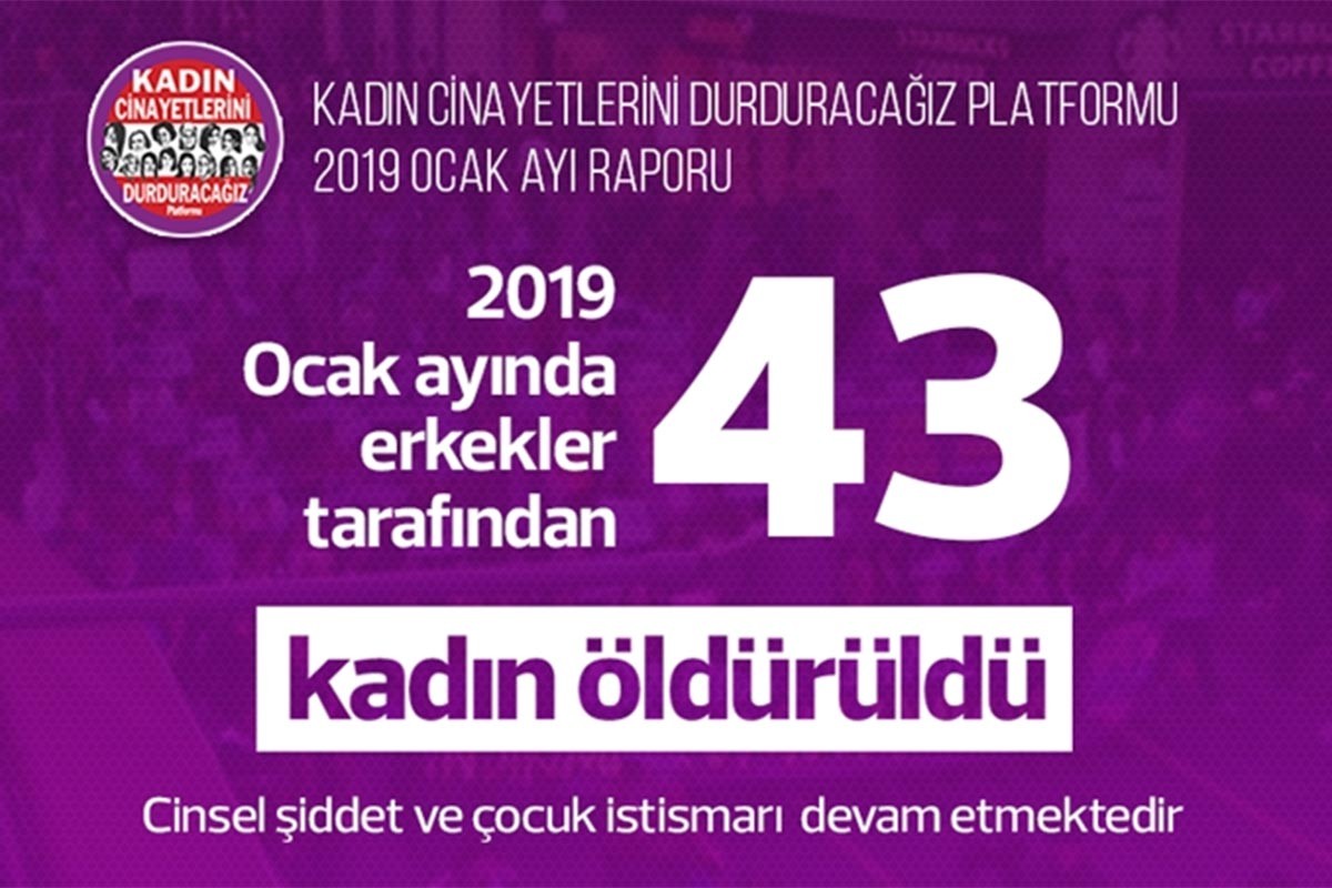 Ocak ayında 43 kadın erkekler tarafından öldürüldü