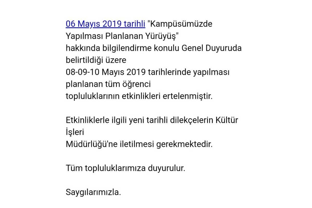 Onur Yürüyüşü'nü yasaklayan ODTÜ Rektörlüğü, tüm etkinlikleri erteledi