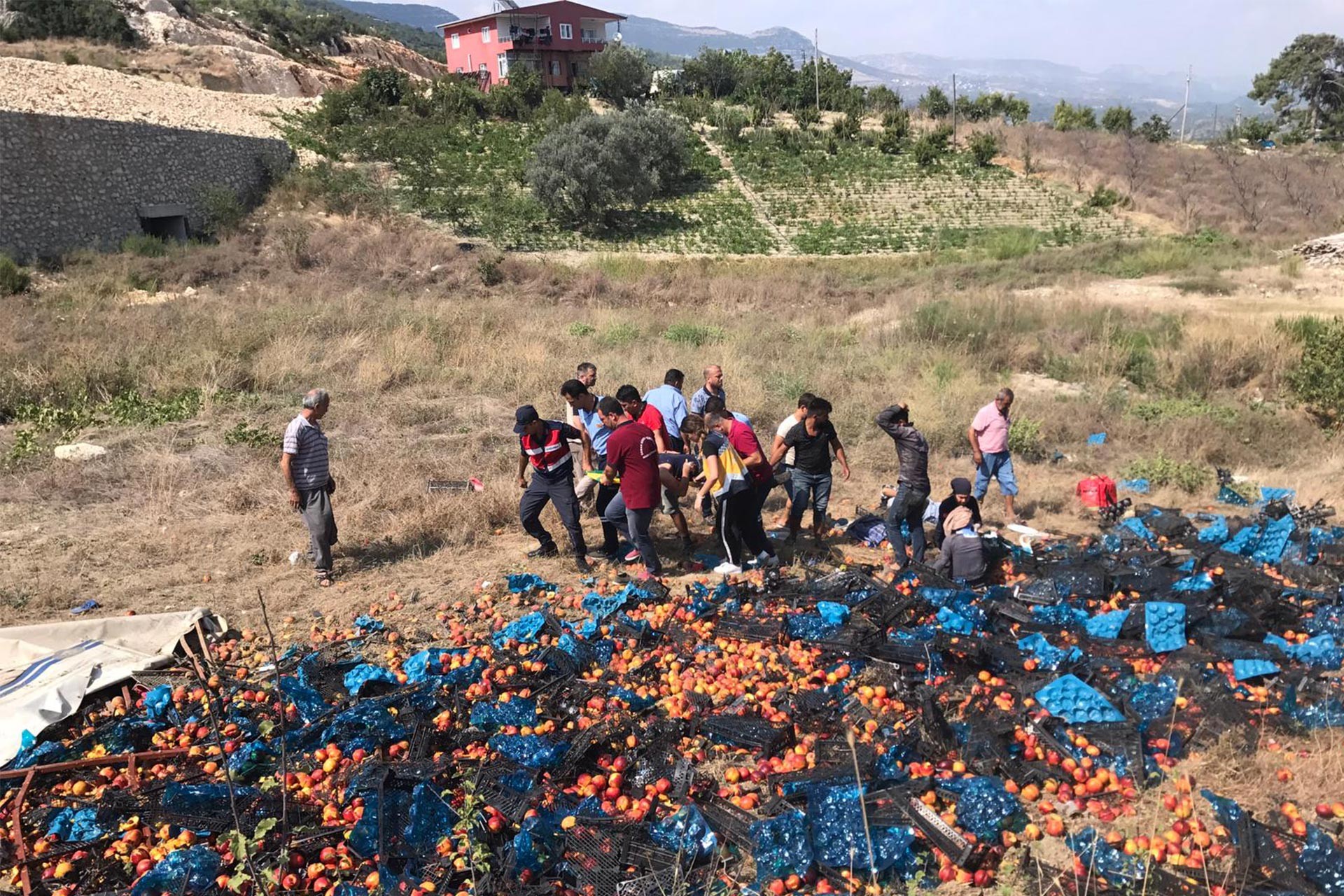 Mersin’de şeftali yüklü kamyonet devrildi: 2 tarım işçisi öldü, 10 yaralı