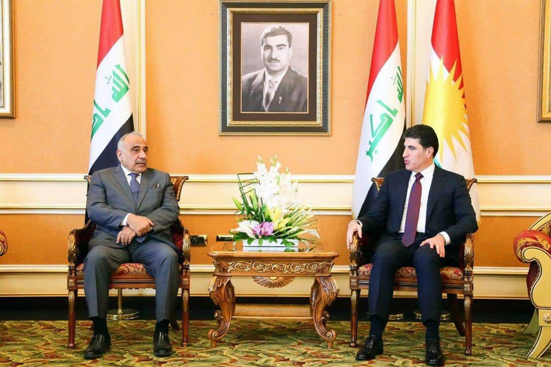 Irak Başbakanı Abdulmehdi ve Federe Kürdistan Yönetimi Başkanı Neçirvan Barzani görüşmesinden bir kare