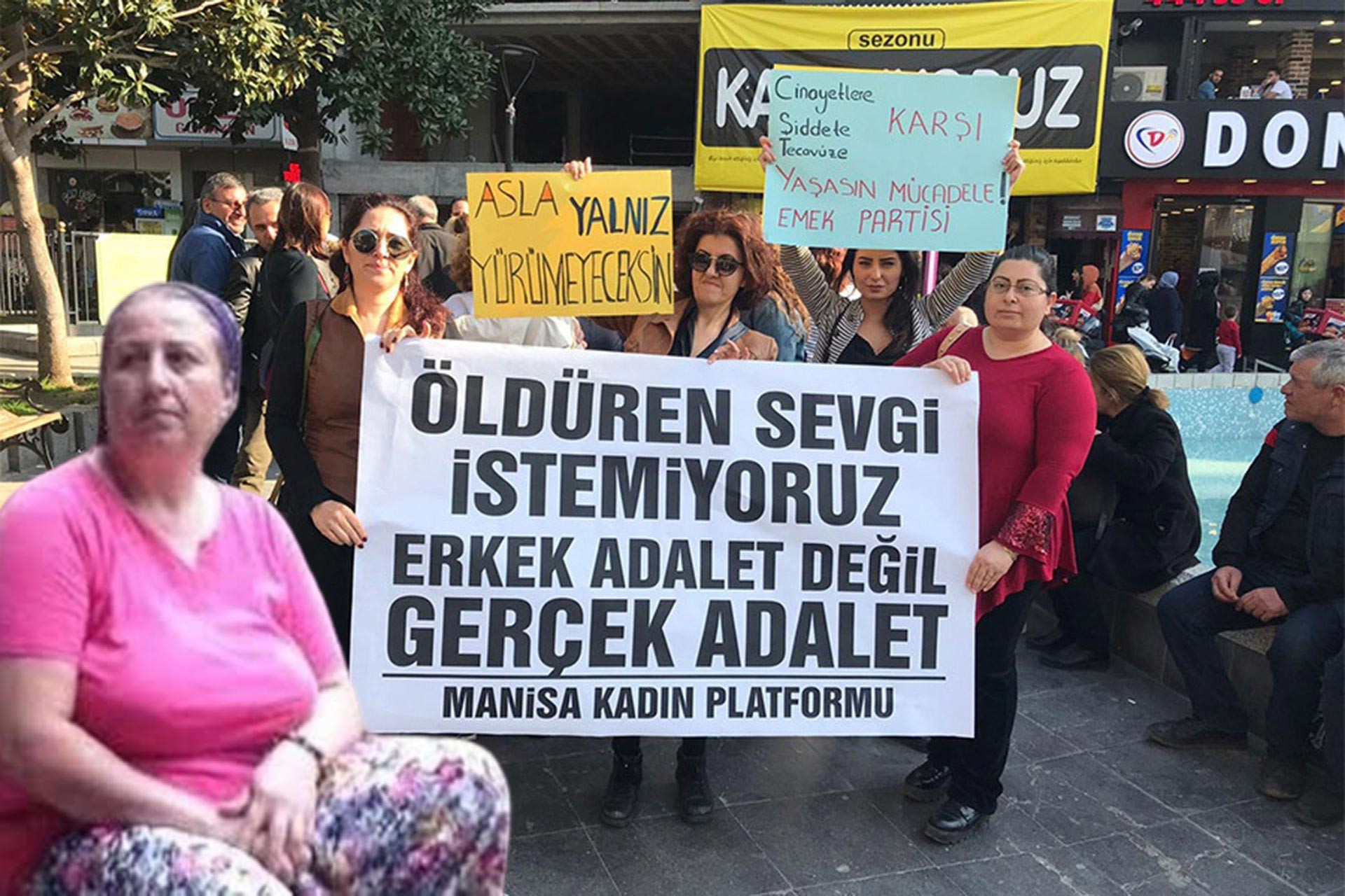 Katledilen Nergis Yavaş ve kadın cinayetleri protestosundan bir pankart