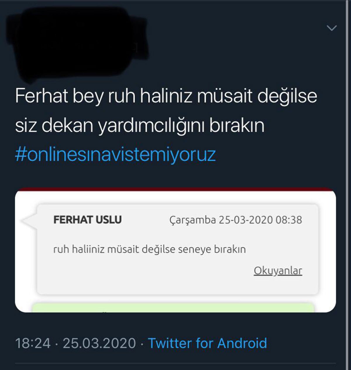 Twitter ekran görüntüsü