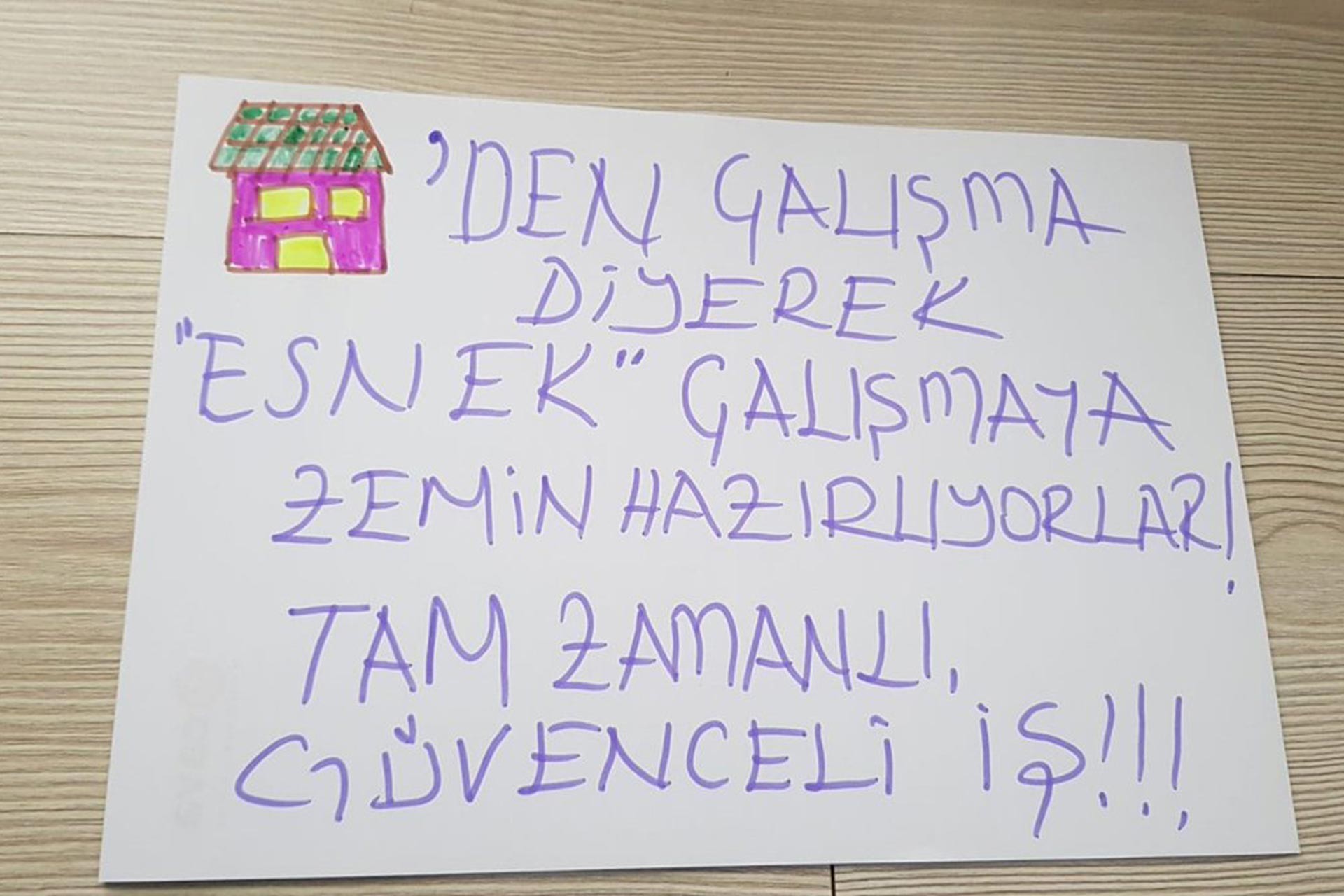 'Evden çalışma diyerek esnek çalışmaya zemin hazırlıyorlar! Tam zamanlı güvenceli iş!' yazılı döviz.