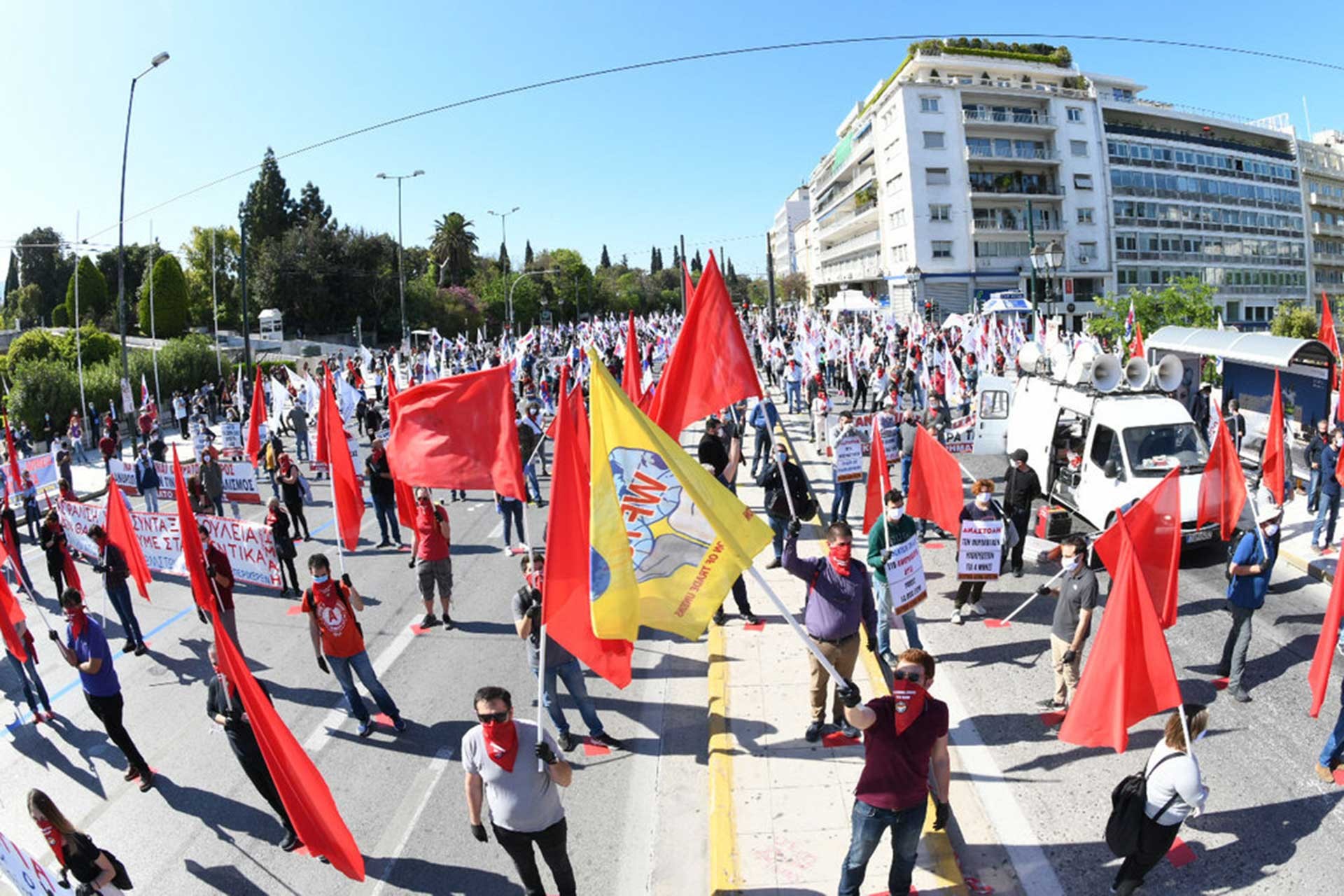 Yunanistan'daki 2020 1 Mayıs'ı kutlamalarından