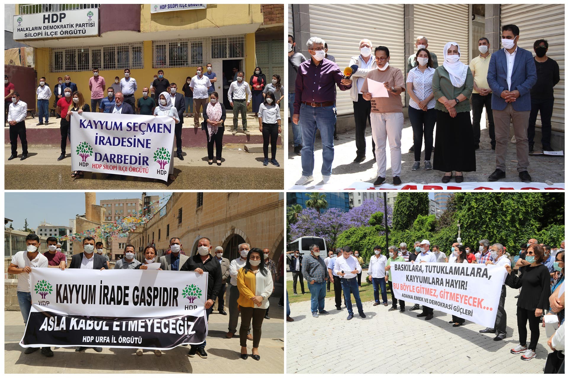 Kayyum uygulamalarına karşı bölge illerinde yapılan protesto eylemlerinden kareler.