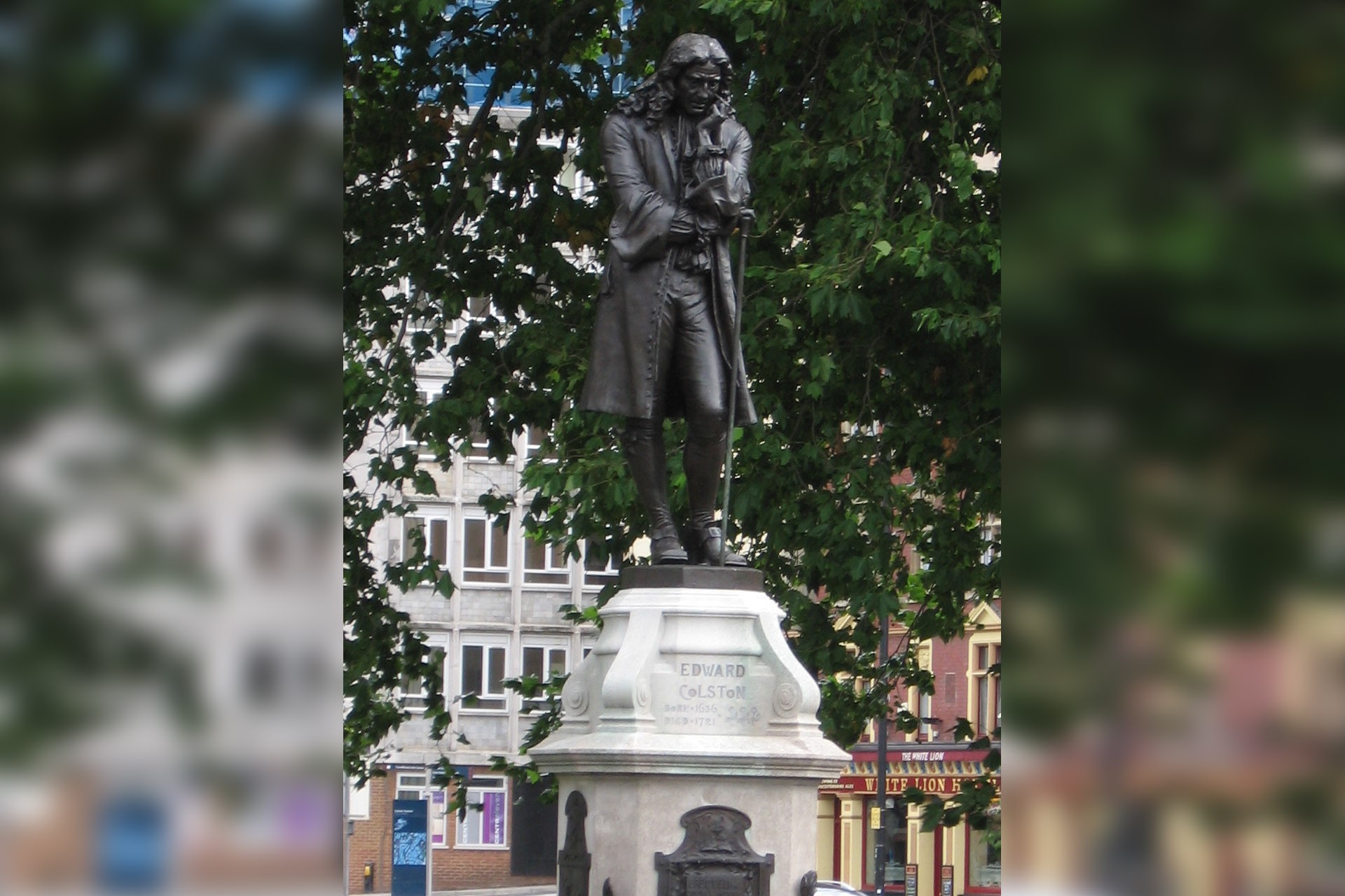 The statue of the English slave-trader Edward Colston before demolition.