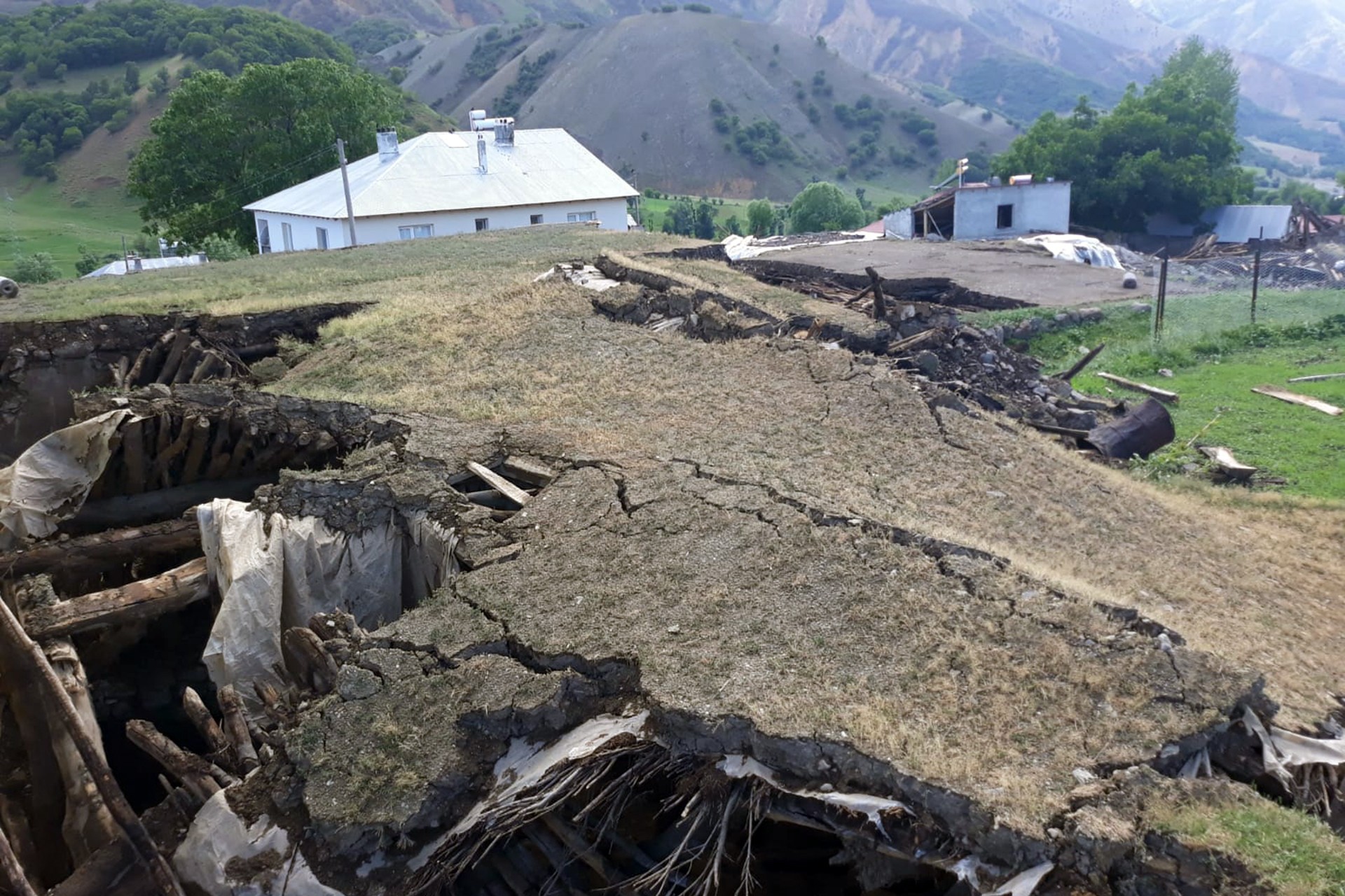 Deprem nedeniyle hasar alan ahır