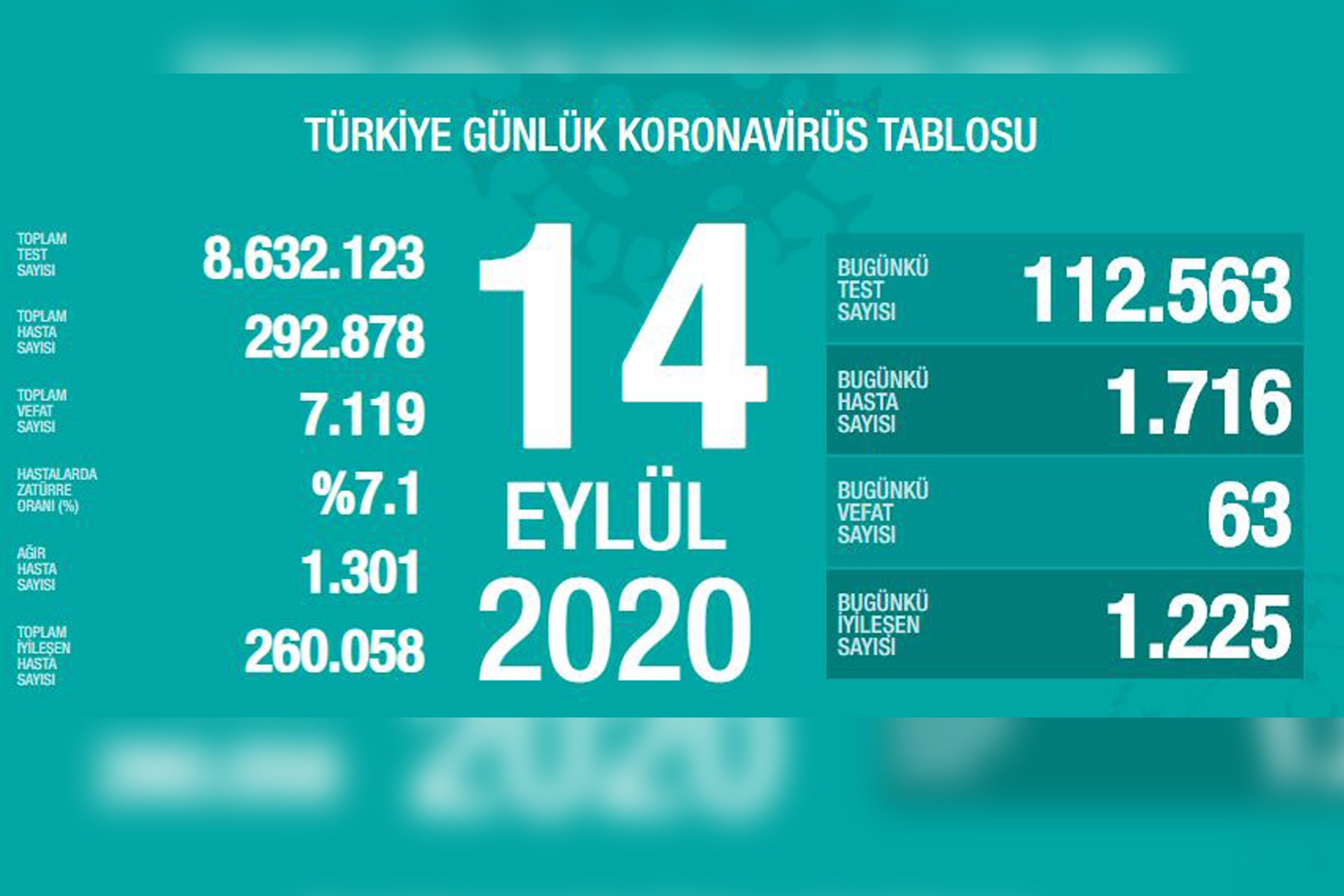 Türkiye'de son 24 saatte 1716 kişiye Kovid-19 tanısı konuldu